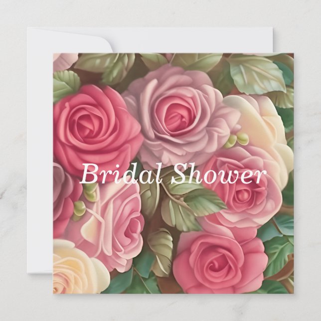 Victorian Rose Garden - Wedding Bouquet Invitation (Front)