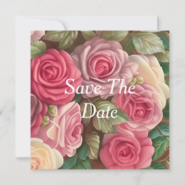 Victorian Rose Garden - Wedding Bouquet Invitation (Front)