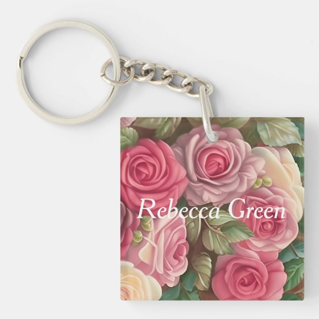 Victorian Rose Garden - Wedding Bouquet Key Ring (Front)