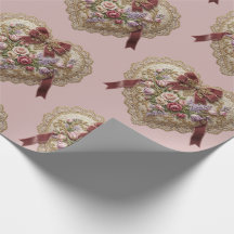 Victorian Rose Lace Heart Wrapping Paper