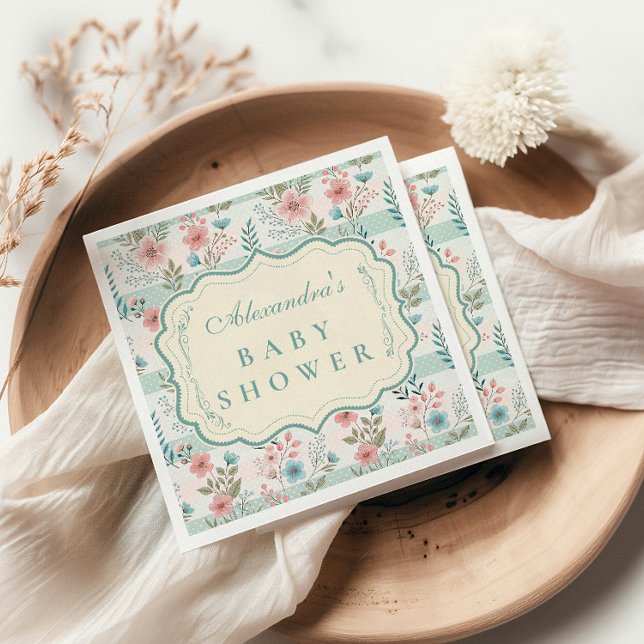 Victorian Rose Lattice Baby Shower Napkin (Creator Uploaded)