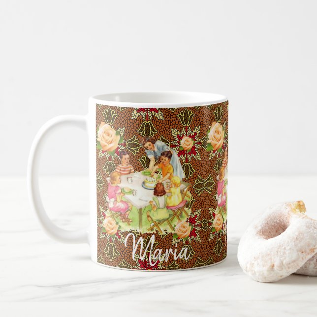 Victorian Rose Mug (With Donut)