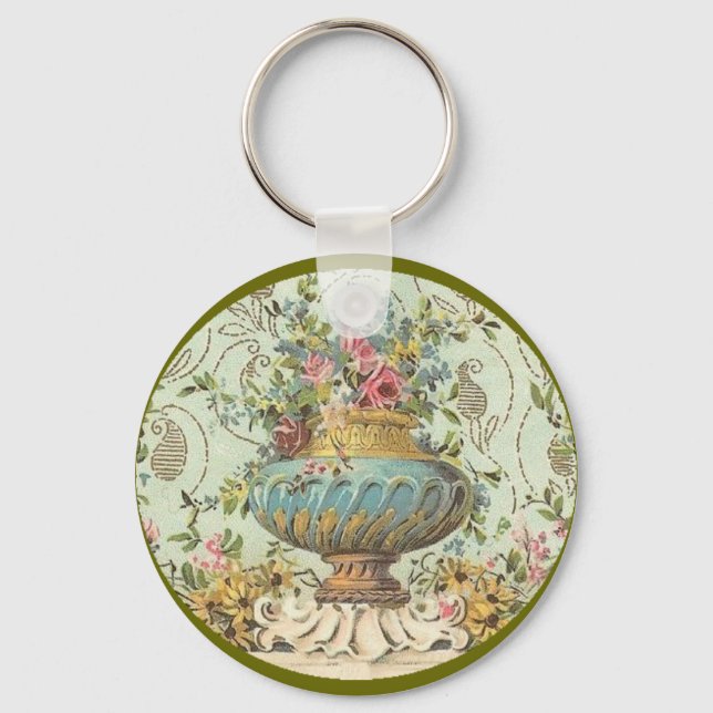 Victorian Rose Vase Keychain (Front)