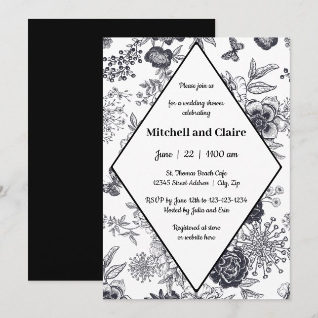 Victorian Rose - Wedding Shower Invitation (Front/Back)