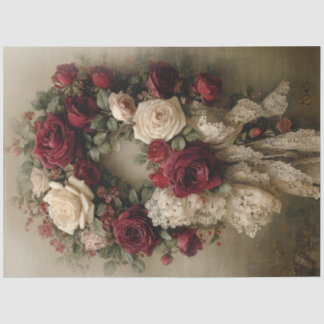 Victorian Rose Wreath Christmas Tissue Paper