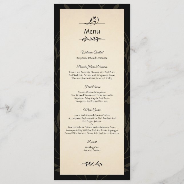 Victorian Roses Menu (Front)