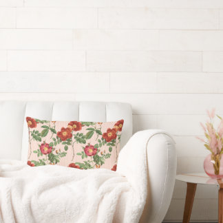 Victorian Roses Pink Stripe Background Lumbar Cushion