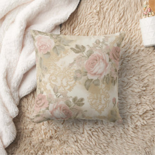 Victorian Roses Print Throw Pillow