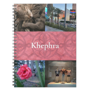 Victorian Rouge Pink Batik Collage and Name Notebook
