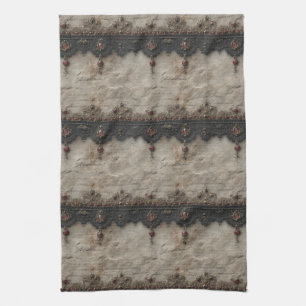 Victorian Ruby Lace Gothic Pattern (1) Tea Towel