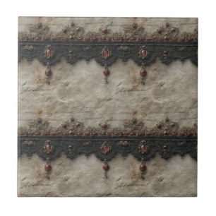 Victorian Ruby Lace Gothic Pattern (1) Tile