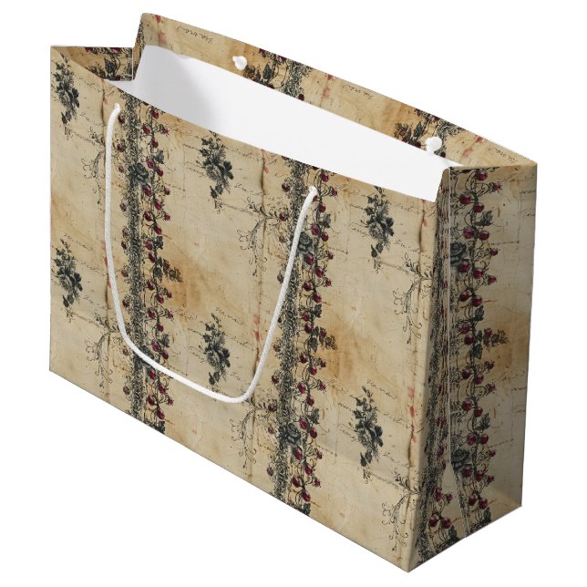 Victorian Ruby Lace Gothic Pattern (2) Large Gift Bag (Front Angled)