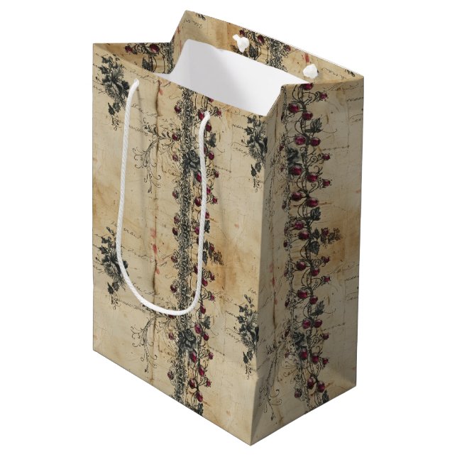 Victorian Ruby Lace Gothic Pattern (2) Medium Gift Bag (Front Angled)