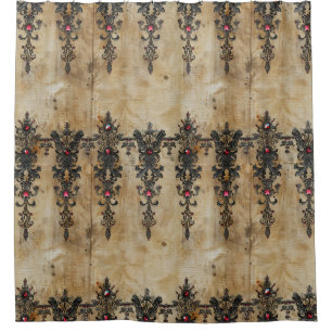 Victorian Ruby Lace Gothic Pattern (3) Shower Curtain