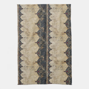 Victorian Ruby Lace Gothic Pattern (4) Tea Towel