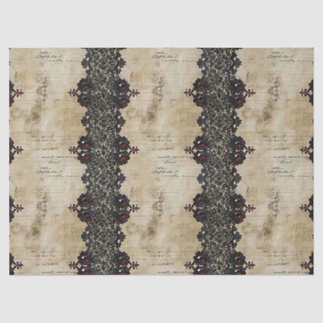Victorian Ruby Lace Gothic Pattern (4) Tissue Paper (Front)