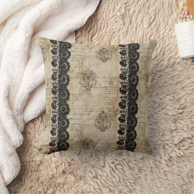 Victorian Ruby Lace Gothic Pattern (5) Cushion (Blanket)