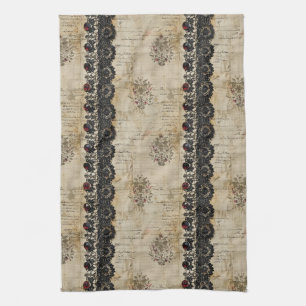 Victorian Ruby Lace Gothic Pattern (5) Tea Towel