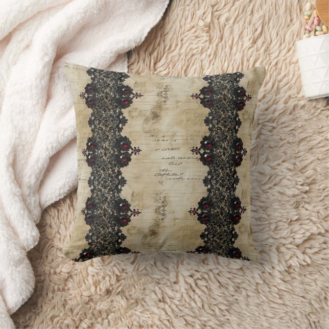 Victorian Ruby Lace Gothic Pattern (6) Cushion (Blanket)