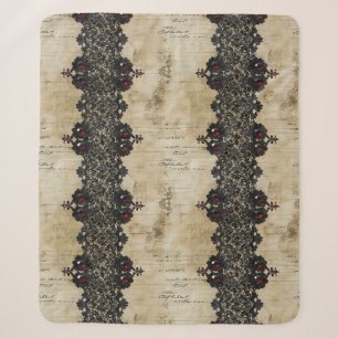 Victorian Ruby Lace Gothic Pattern (6) Sherpa Blanket