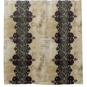 Victorian Ruby Lace Gothic Pattern (6) Shower Curtain