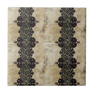 Victorian Ruby Lace Gothic Pattern (6) Tile