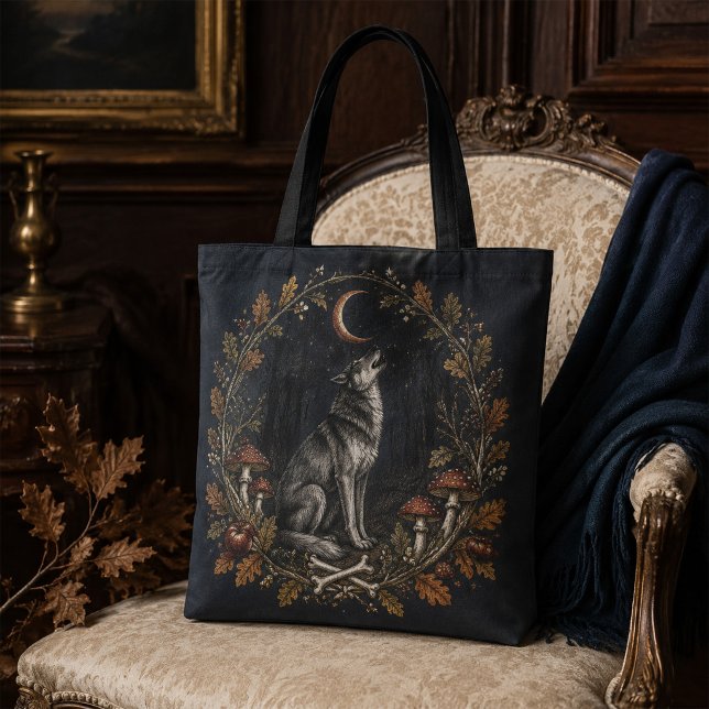 Victorian Samhain Wolf Botanical Gothic Tote Bag (Victorian Samhain Wolf Botanical Gothic Tote Bag)