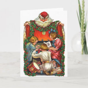 Victorian Santa and Children Christmas Card