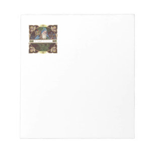 Victorian Santa Angels Blue Christmas Vintage Art Notepad