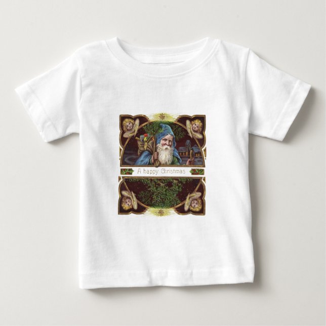 Victorian Santa Angels Christmas Antique Baby T-Shirt (Front)