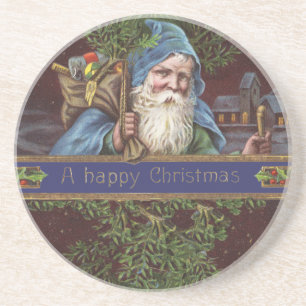 Victorian Santa Angels Christmas Antique Coaster