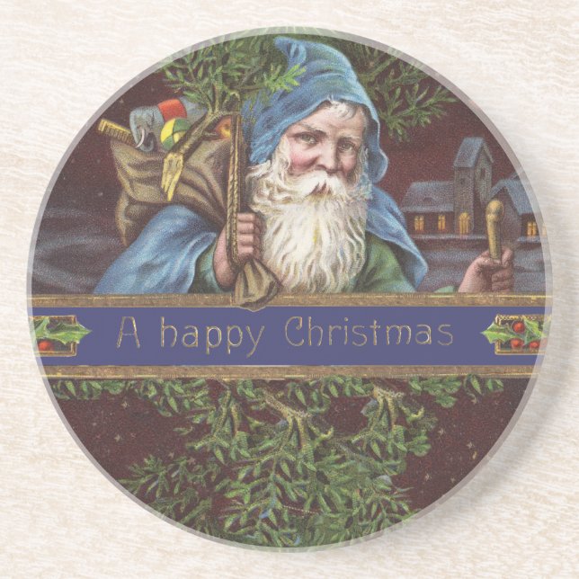 Victorian Santa Angels Christmas Antique Coaster (Front)