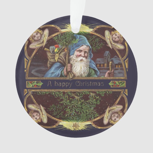 Victorian Santa Angels Christmas Antique Ornament (Front)