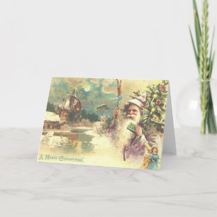 Victorian Santa Christmas Greeting Card