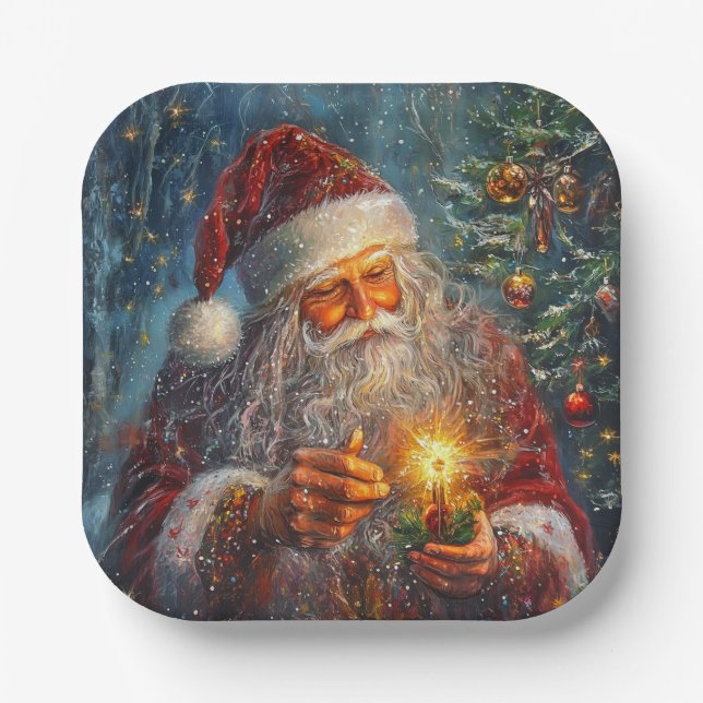 Victorian Santa Christmas Paper Plates (Front)