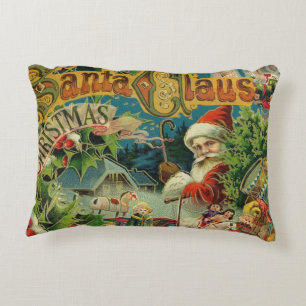 Victorian Santa Claus Christmas Collage Antique Decorative Cushion