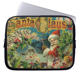 Victorian Santa Claus Christmas Collage Antique  Laptop Sleeve