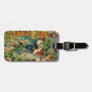 Victorian Santa Claus Christmas Collage Antique Luggage Tag
