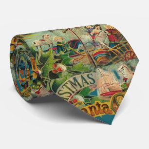 Victorian Santa Claus Christmas Collage Antique  Tie