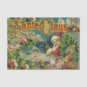 Victorian Santa Claus Christmas Collage Antique  Tissue Paper