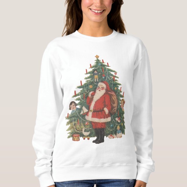 Victorian Santa Claus Christmas Tree Sweatshirt (Front)