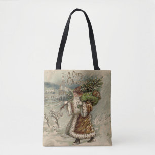 Victorian Santa Claus Christmas Tree Tote Bag