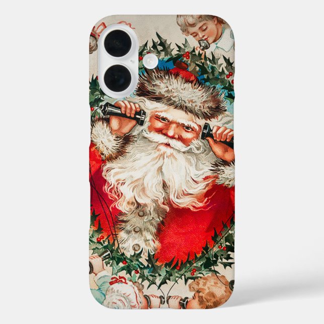 Victorian Santa Claus on Telephone with Children Case-Mate iPhone Case (Back)