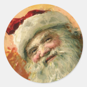 Victorian Santa Claus Portrait, Vintage Christmas Classic Round Sticker
