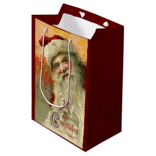 Victorian Santa Claus Portrait, Vintage Christmas Medium Gift Bag