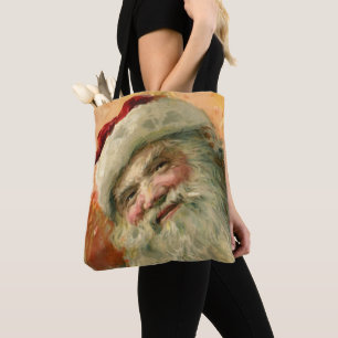 Victorian Santa Claus Portrait, Vintage Christmas Tote Bag