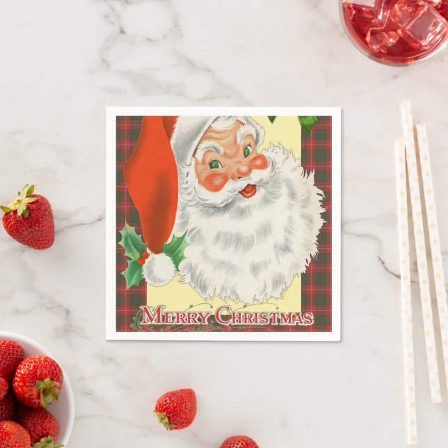 Victorian Santa Claus Retro Christmas Napkin (Insitu)