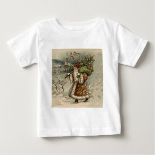 Victorian Santa Claus With Christmas Tree Baby T-Shirt