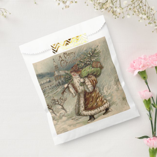 Victorian Santa Claus With Christmas Tree Favour Bags (Sealed)