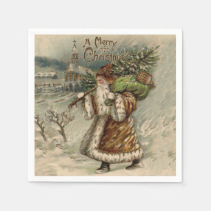 Victorian Santa Claus With Christmas Tree Napkin
